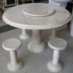 Round table white marble & 4 chairs
